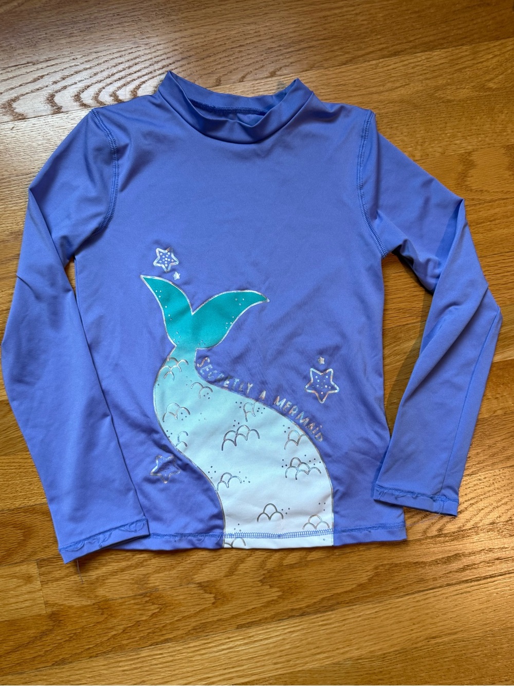 Cat & Jack Purple Girls Swim Top Rashguard with Mermaid Detail Sz 7/8